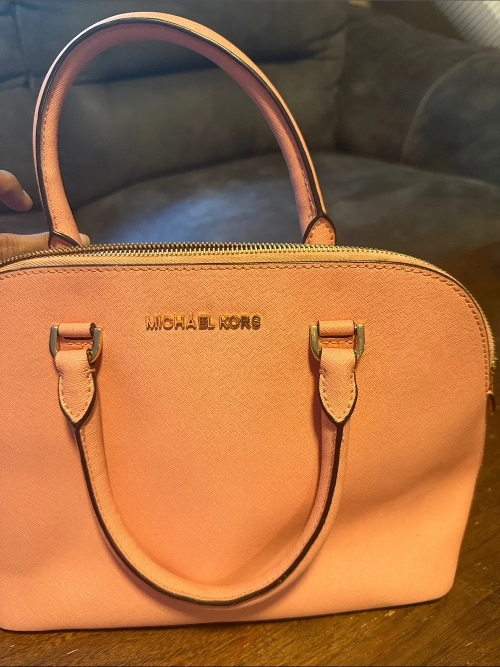 Michael Kors Orange Saffiano Dome Satchel - Gold Hardware